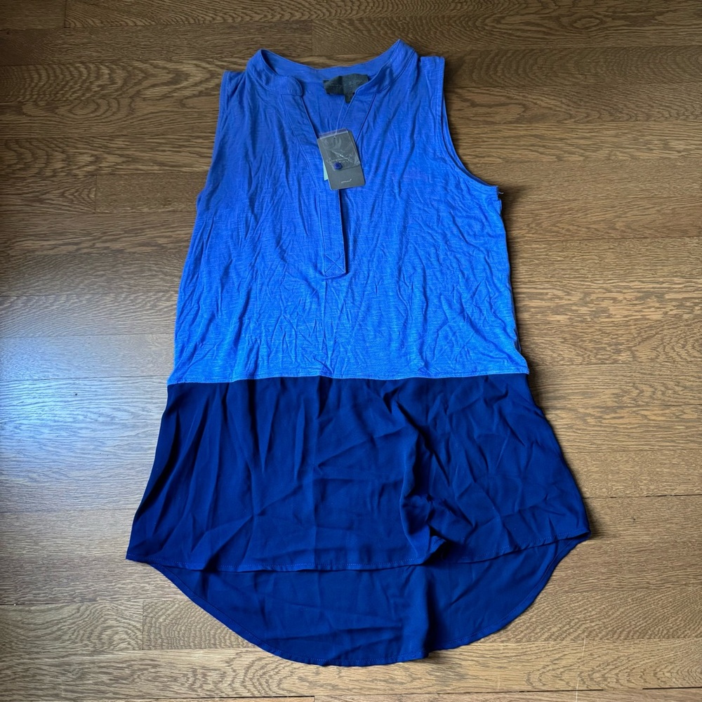 Sunday in Brooklyn Two-Tone Blue Tunic Tank Top